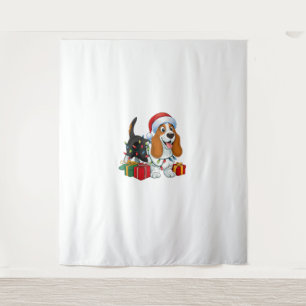 Kerstverlichting Santa Hat Basset Hound Dog Christ Wandkleed