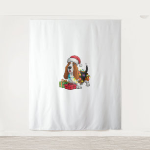 Kerstverlichting Santa Hat Basset Hound Dog Christ Wandkleed