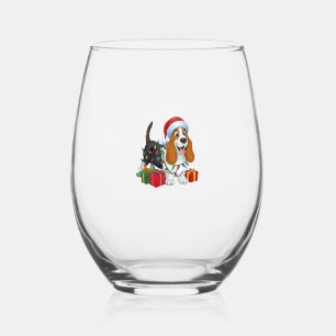 Kerstverlichting Santa Hat Basset Hound Dog Christ Wijnglas Zonder Voet