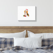 Kerstverlichting Santa Hat Beagle Dog Kerstmis Canvas Afdruk (Insitu (Slaapkamer))