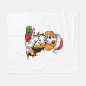 Kerstverlichting Santa Hat Beagle Dog Kerstmis Fleece Deken (Voorkant (Horizontaal))