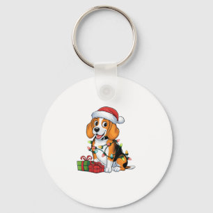 Kerstverlichting Santa Hat Beagle Dog Kerstmis Sleutelhanger