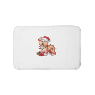 Kerstverlichting Santa Hat Bichon Dog Kerstmis Badmat