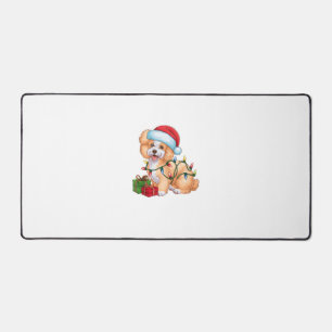 Kerstverlichting Santa Hat Bichon Frise Dog Kerstm Bureaumat