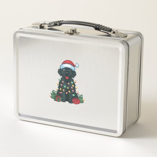 Kerstverlichting Santa Hat Black Golden Retriever (Voorkant)