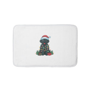 Kerstverlichting Santa Hat Black Golden Retriever  Badmat