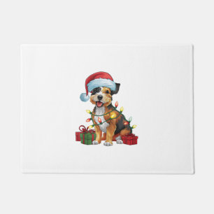 Kerstverlichting Santa Hat Border Terrier Dog Kers Deurmat