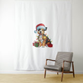 Kerstverlichting Santa Hat Border Terrier Dog Kers Wandkleed (In situ)