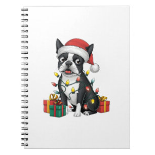 Kerstverlichting Santa Hat Boston Terrier Dog Kers Notitieboek