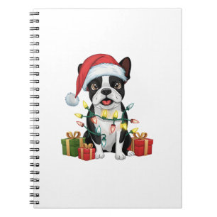 Kerstverlichting Santa Hat Boston Terrier Dog Kers Notitieboek