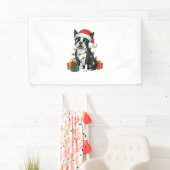 Kerstverlichting Santa Hat Boston Terrier Dog Kers Spandoek (Insitu)