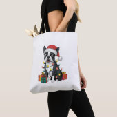 Kerstverlichting Santa Hat Boston Terrier Dog Kers Tote Bag (Dichtbij)
