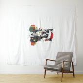 Kerstverlichting Santa Hat Boston Terrier Dog Kers Wandkleed (In Situ (horizontaal))
