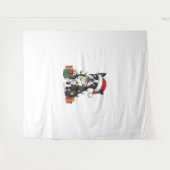 Kerstverlichting Santa Hat Boston Terrier Dog Kers Wandkleed (Voorkant (horizontaal))