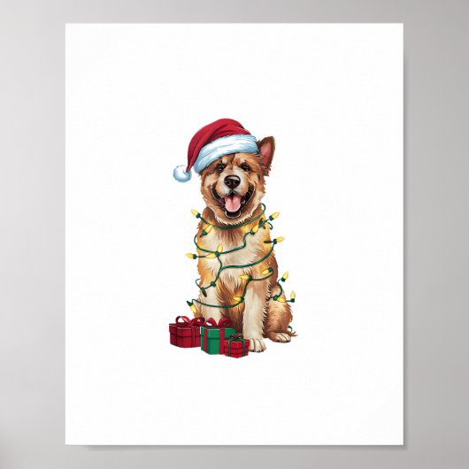 Kerstverlichting Santa Hat Bouvier des Flandres Ho Poster (Voorkant)