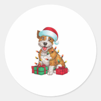 Kerstverlichting Santa Hat Cardigan Welsh Corgi Do Ronde Sticker