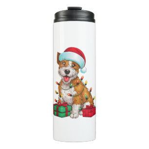 Kerstverlichting Santa Hat Cardigan Welsh Corgi Do Thermosbeker