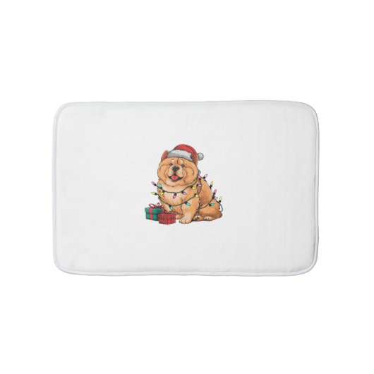 Kerstverlichting Santa Hat Chow Chow Dog Kerstmis Badmat (Voorkant)