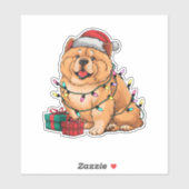 Kerstverlichting Santa Hat Chow Chow Dog Kerstmis Sticker (Vel)