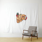 Kerstverlichting Santa Hat Chow Chow Dog Kerstmis Wandkleed (In Situ (horizontaal))