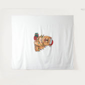 Kerstverlichting Santa Hat Chow Chow Dog Kerstmis Wandkleed (Voorkant (horizontaal))