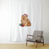 Kerstverlichting Santa Hat Chow Chow Dog Kerstmis Wandkleed (In situ)