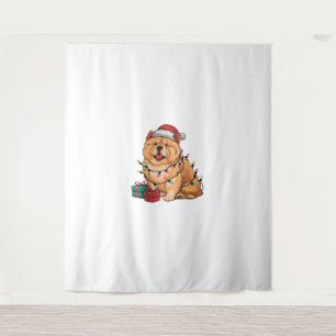 Kerstverlichting Santa Hat Chow Chow Dog Kerstmis Wandkleed