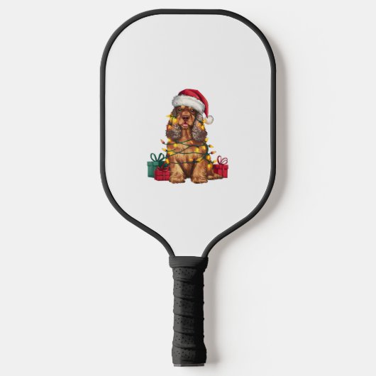 Kerstverlichting Santa Hat Cocker Spaniel Hond Ker Pickleball Paddle (Voorkant)