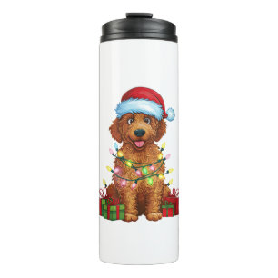 Kerstverlichting Santa Hat Curly Coated Retriever Thermosbeker