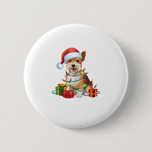 Kerstverlichting Santa Hat Dandie Dinmont Terrier  Ronde Button 5,7 Cm