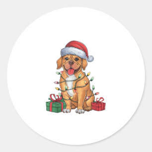 Kerstverlichting: Santa Hat Dogue de Bordeaux Dog  Ronde Sticker