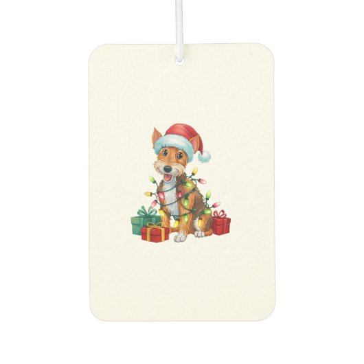 Kerstverlichting Santa Hat Fox Terrier Dog Kerstmi Luchtverfrisser (Voorkant)