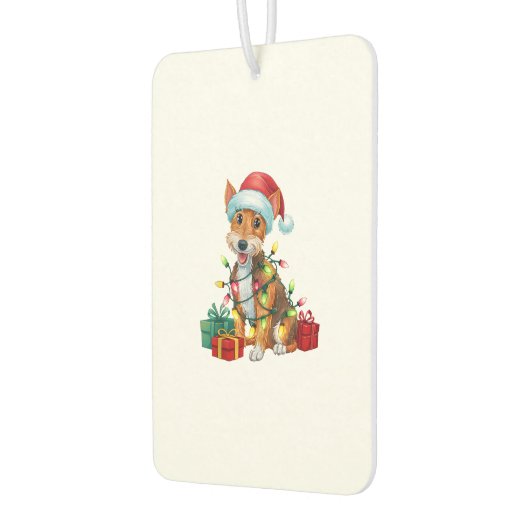 Kerstverlichting Santa Hat Fox Terrier Dog Kerstmi Luchtverfrisser (Links)