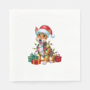 Kerstverlichting Santa Hat Fox Terrier Dog Kerstmi Servet