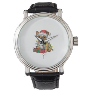 Kerstverlichting Santa Hat Franse Bulldog Kerstmis Horloge