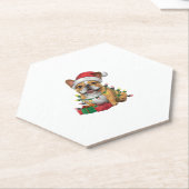 Kerstverlichting Santa Hat Franse Bulldog Kerstmis Kartonnen Onderzetters (Schuin)