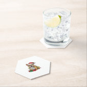 Kerstverlichting Santa Hat Franse Bulldog Kerstmis Kartonnen Onderzetters (Insitu)