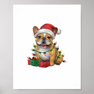 Kerstverlichting Santa Hat Franse Bulldog Kerstmis Poster