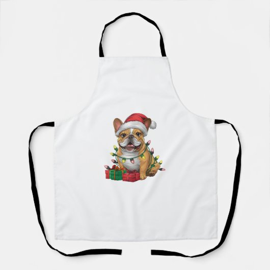 Kerstverlichting Santa Hat Franse Bulldog Kerstmis Schort (Voorkant)
