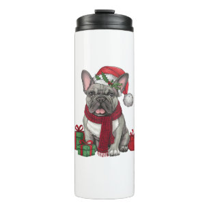 Kerstverlichting Santa Hat Franse Bulldog Kerstmis Thermosbeker