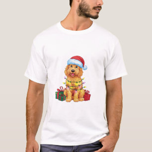 Kerstverlichting Santa Hat Goldendoodle Dog Christ T-shirt
