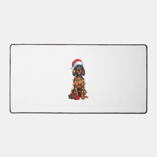 Kerstverlichting Santa Hat Gordon Setter Dog Kerst Bureaumat (Voorkant)