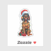 Kerstverlichting Santa Hat Gordon Setter Dog Kerst Sticker (Vel)