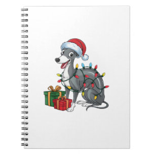 Kerstverlichting Santa Hat Greyhound Dog Christmas Notitieboek