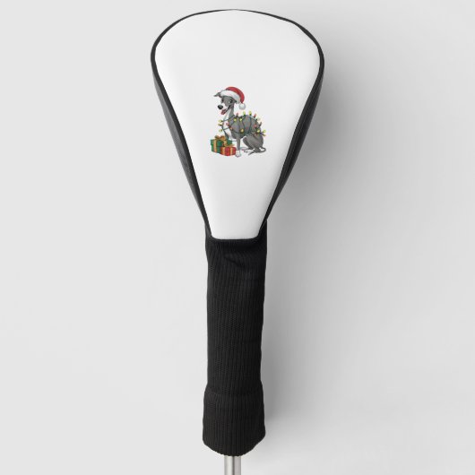 Kerstverlichting Santa Hat Italiaanse Greyhound Do Golfheadcover (Voorkant)