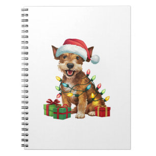 Kerstverlichting Santa Hat Jagdterrier Dog Christm Notitieboek