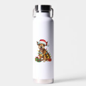 Kerstverlichting Santa Hat Jagdterrier Dog Christm Waterfles (Voorkant)