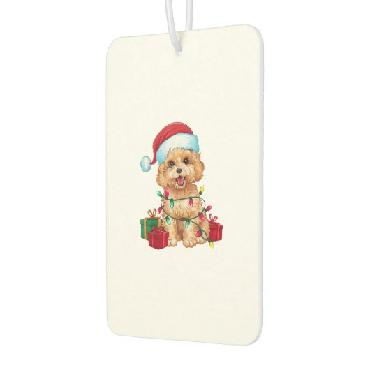 Kerstverlichting Santa Hat Maltipoo Dog Christmas Luchtverfrisser (Links)