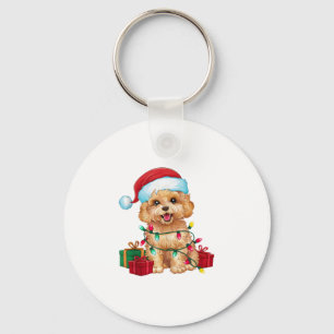 Kerstverlichting Santa Hat Maltipoo Dog Christmas Sleutelhanger