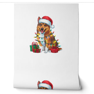 Kerstverlichting Santa Hat Noorse Elandhond Hond C Behang